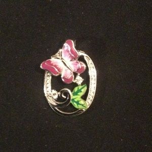 Sterling Silver Butterfly CZ Pendant